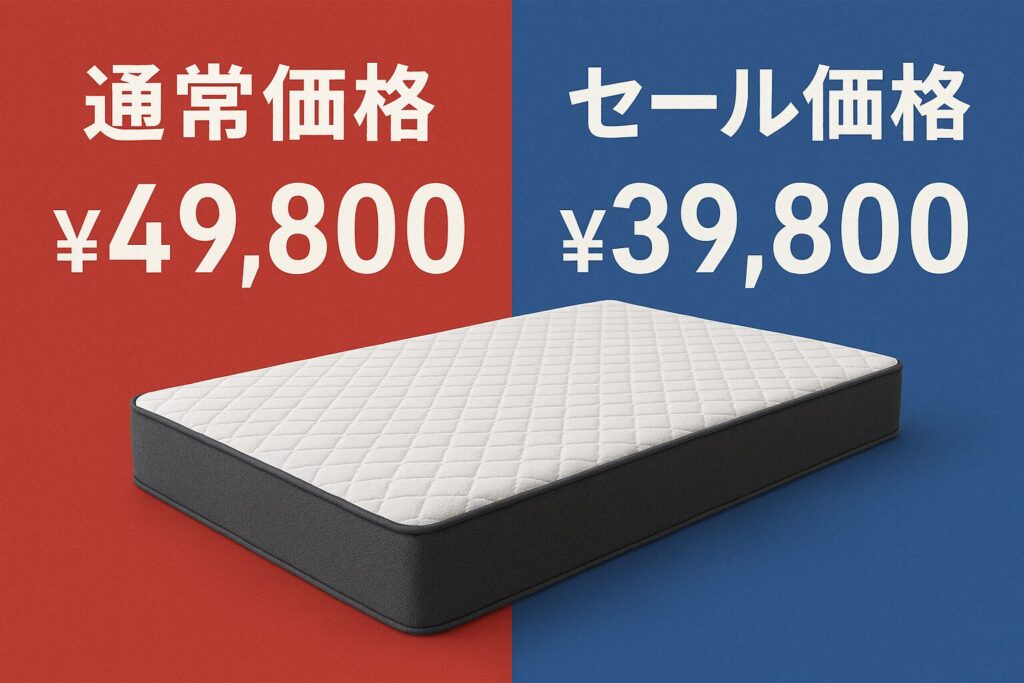 ・「通常価格」と「セール価格」を比較 一例の価格を表示